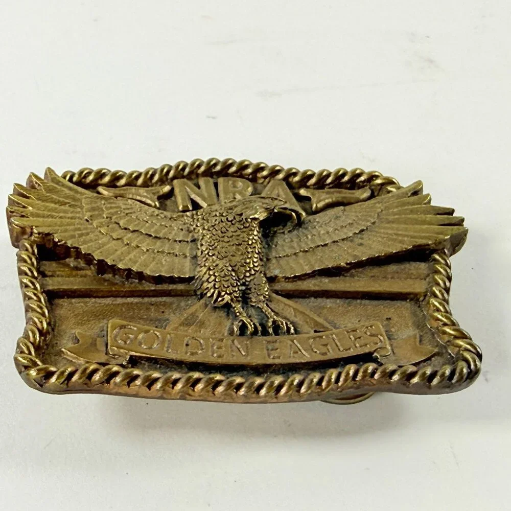 NRA Golden Eagles Brass Vintage Western Style Belt Buckle
